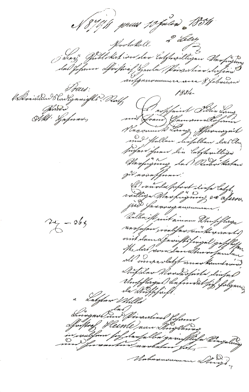 Verlassenschaftsprotokoll vom 8.Februar 1854 zu Johann Christoph Heinle