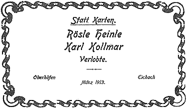 Verlobungsanzeige Rosine Heinle und Karl Kollmar
