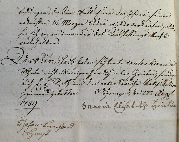 Kauf-Brief 1789