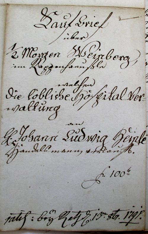 Kauf-Brief 1791
