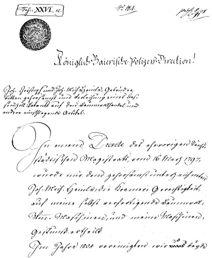 Beantragung eines Klassen-Zoll-Patents 1808