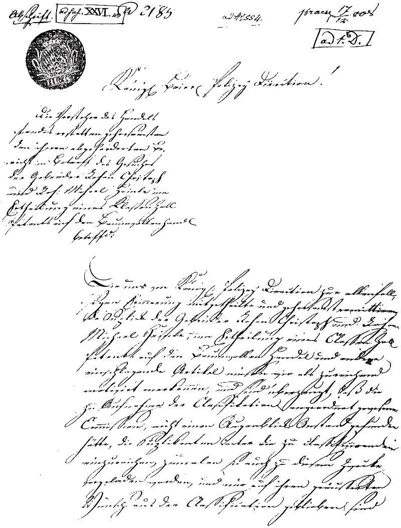Beantragung eines Klassen-Zoll-Patents 1808