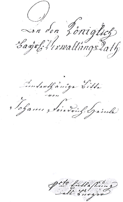 Auswanderungsgesuch von Johann Friedrich Heinle, 1810