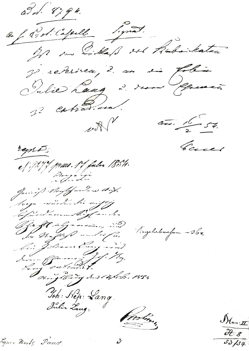 Verlassenschaftsprotokoll vom 8.Februar 1854 zu Johann Christoph Heinle