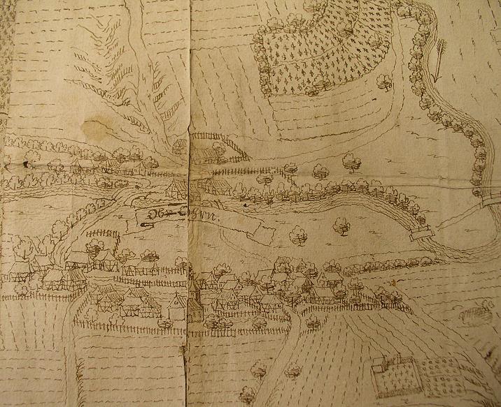 Karte von Oberohrn, gezeichnet um 1670 von Creutzfelder