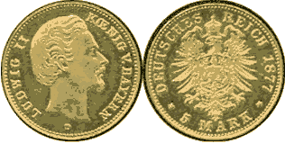 Deutsches Reich, 5 Goldmark=1/2 Krone von 1877
