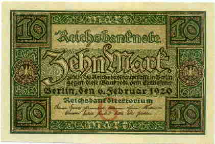 Deutsches Reich, 10 Reichsmark von 1920