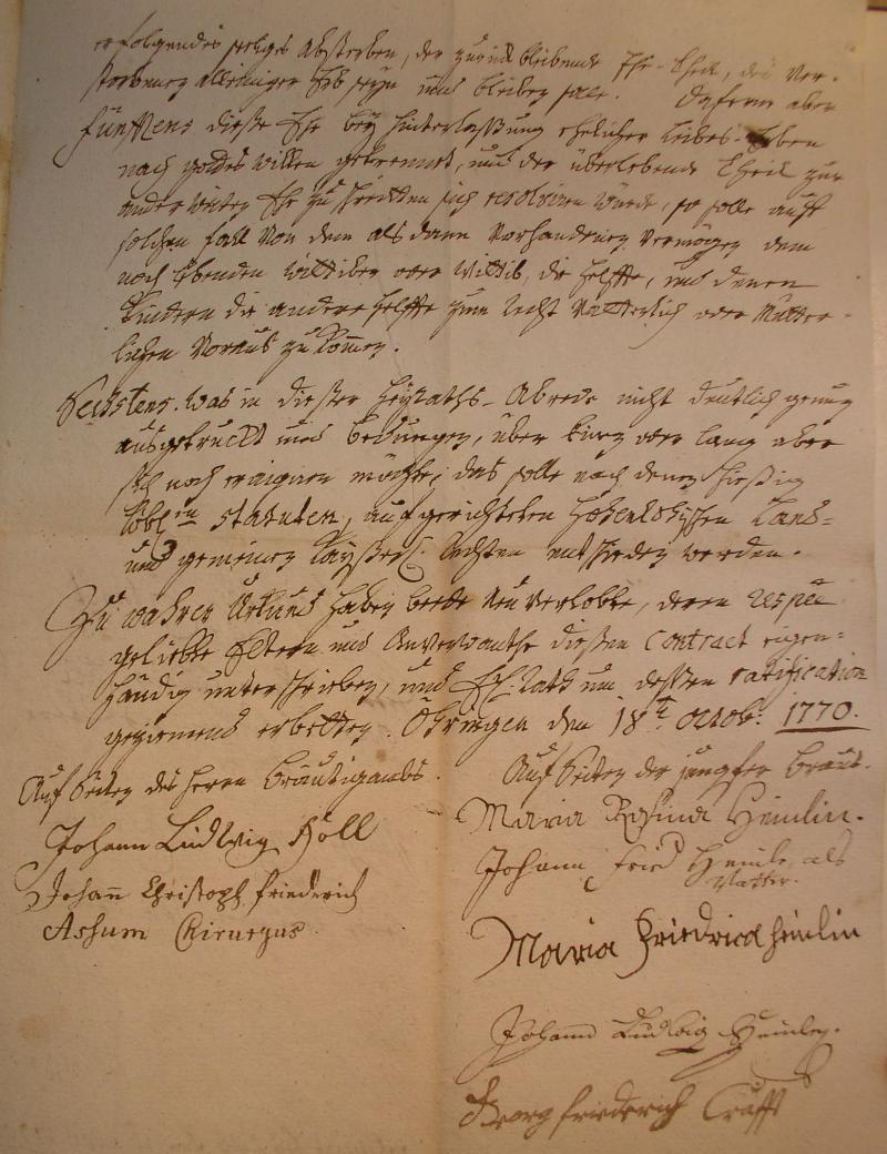 Ehevertrag 1770