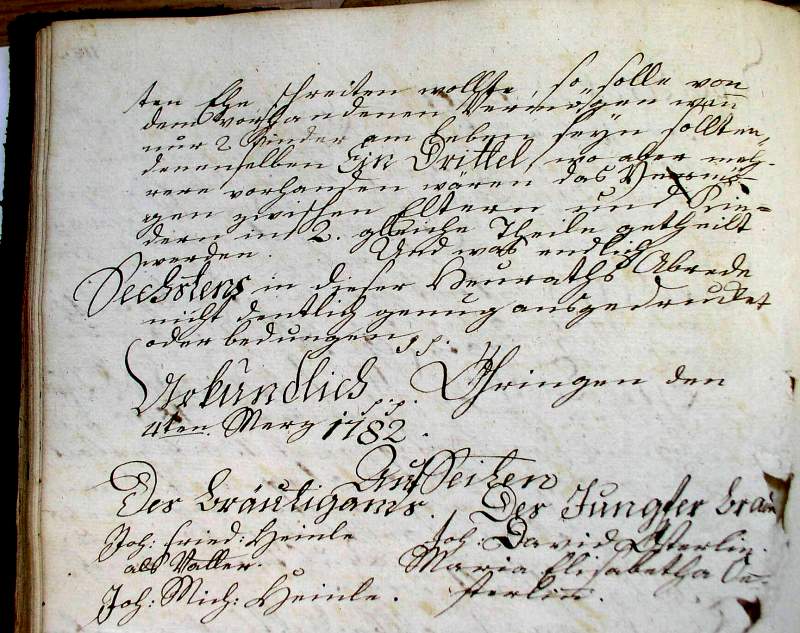 Hochzeits-Abrede 1782