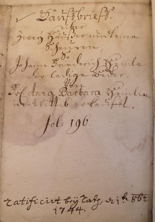 Kauf-Brief 1744