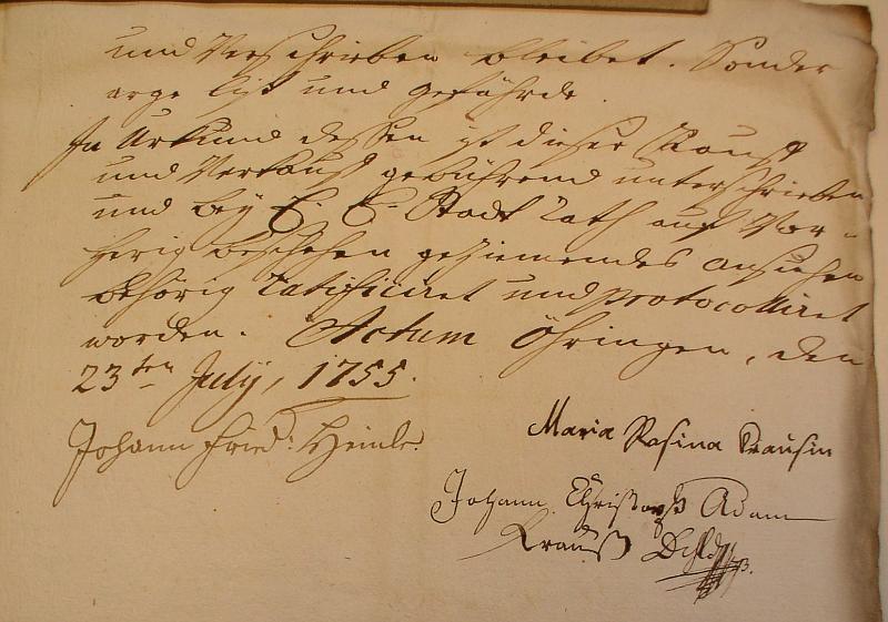 Kauf-Brief 1756