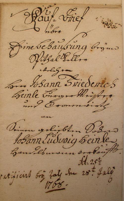 Kauf-Brief 1768