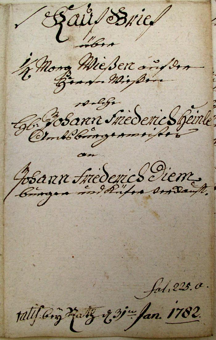 Kauf-Brief 1782