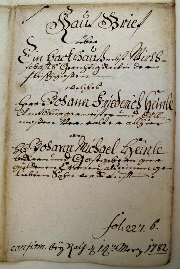 Kauf-Brief 1782
