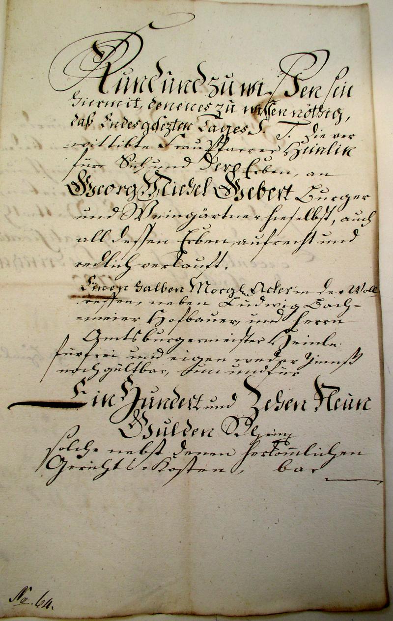 Kauf-Brief 1782