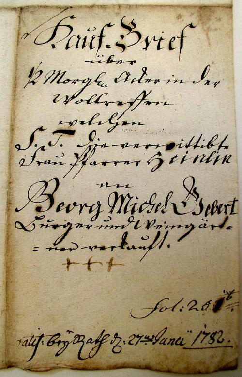 Kauf-Brief 1782