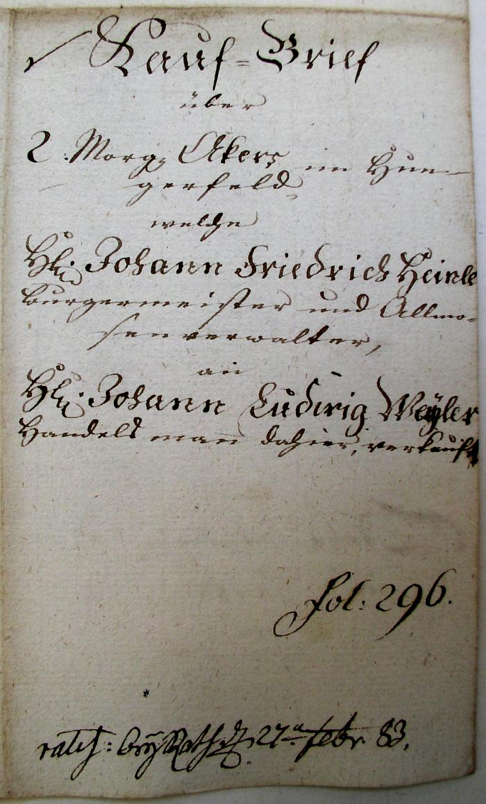 Kauf-Brief 1783