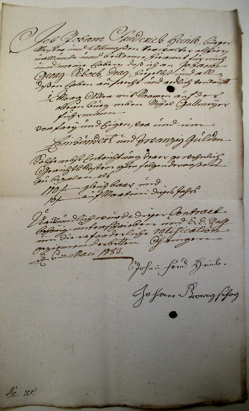 Kauf-Brief 1783