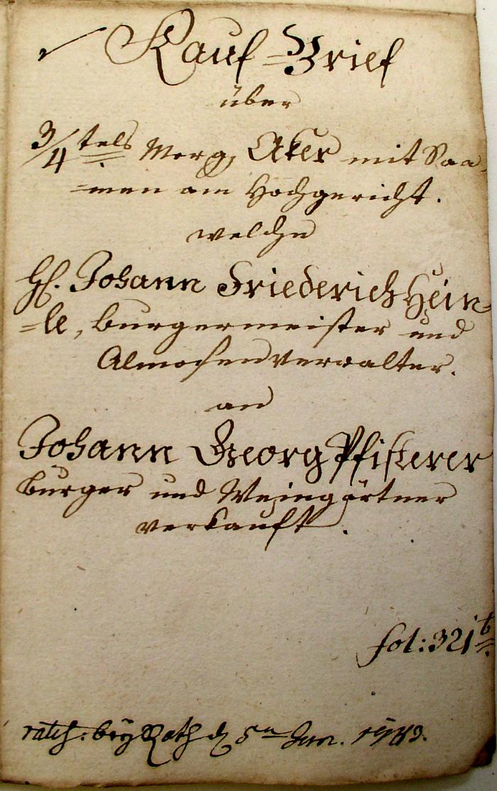 Kauf-Brief 1783