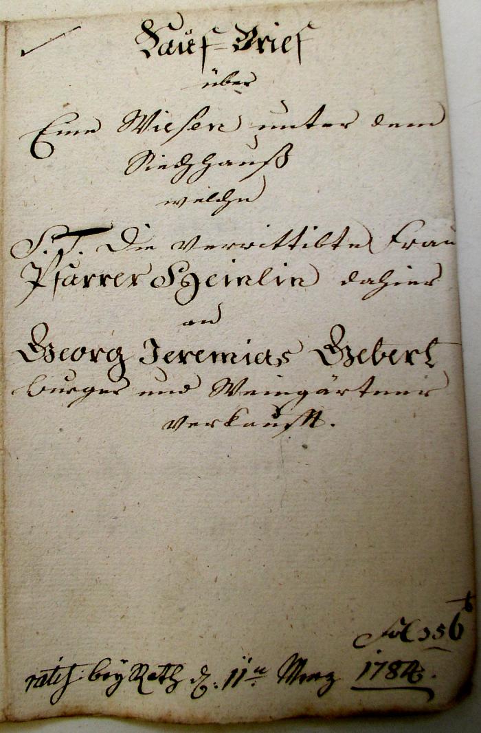 Kauf-Brief 1784