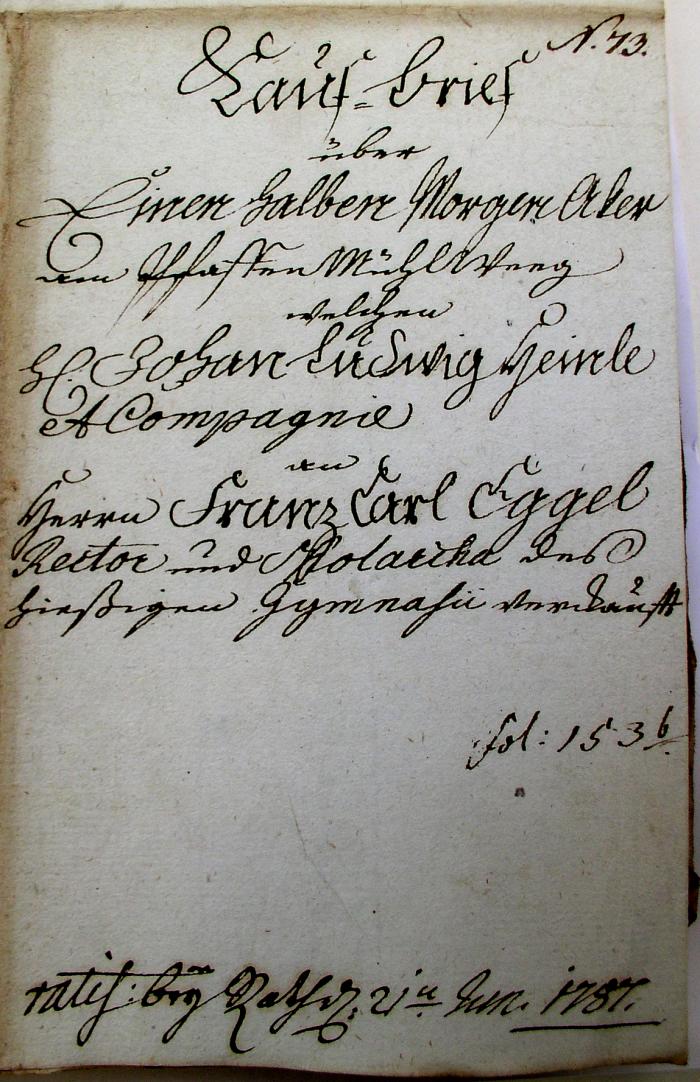 Kauf-Brief 1787