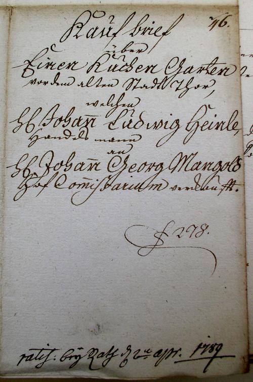 Kauf-Brief 1789