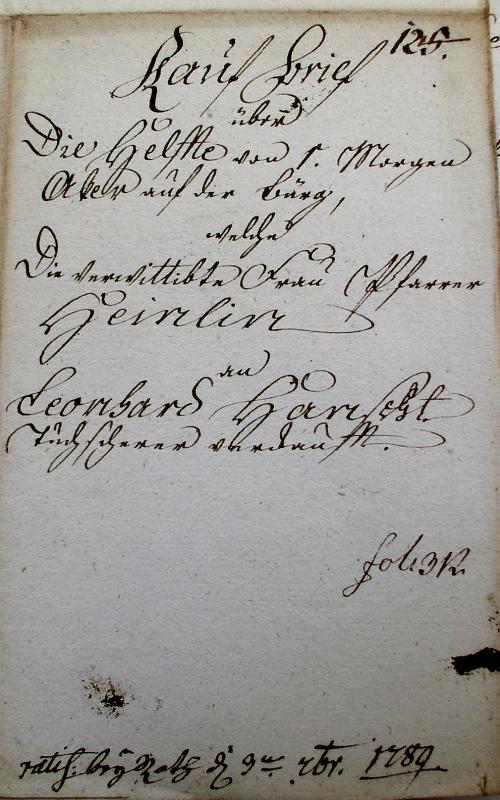Kauf-Brief 1789