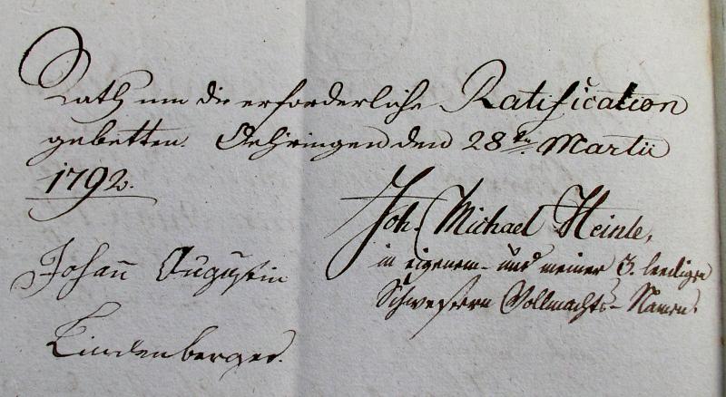 Kauf-Brief 1792