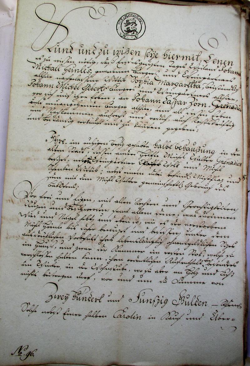 Kaufbrief von 1795