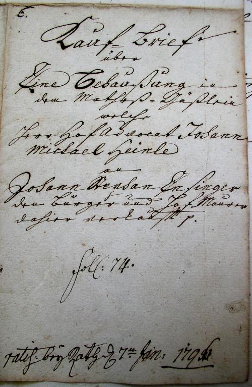 Kauf-Brief 1796