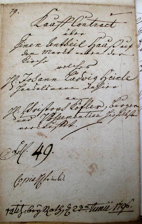 Kauf-Brief 1796