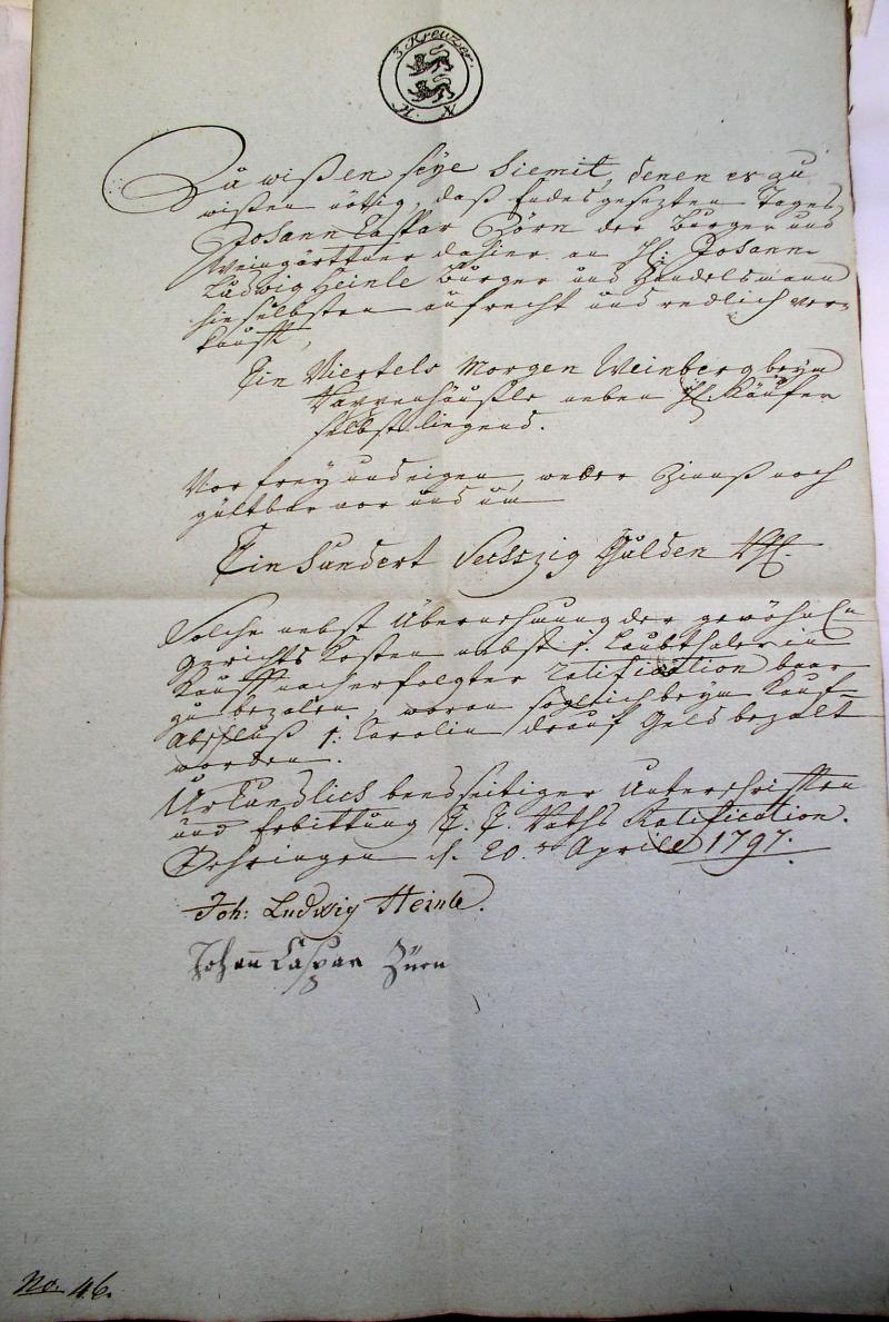 Kauf-Brief 1797