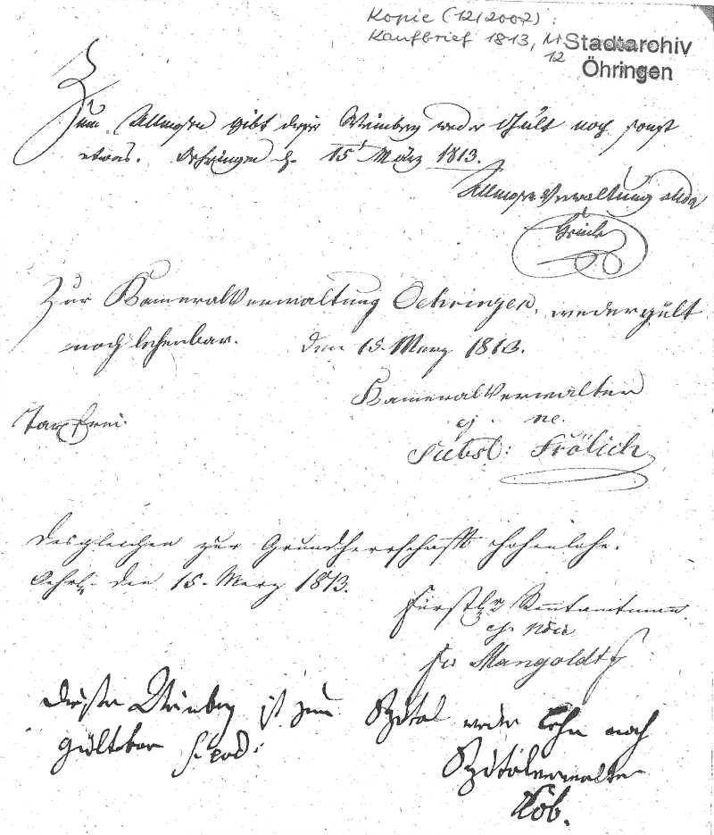 Kaufbrief von 1813