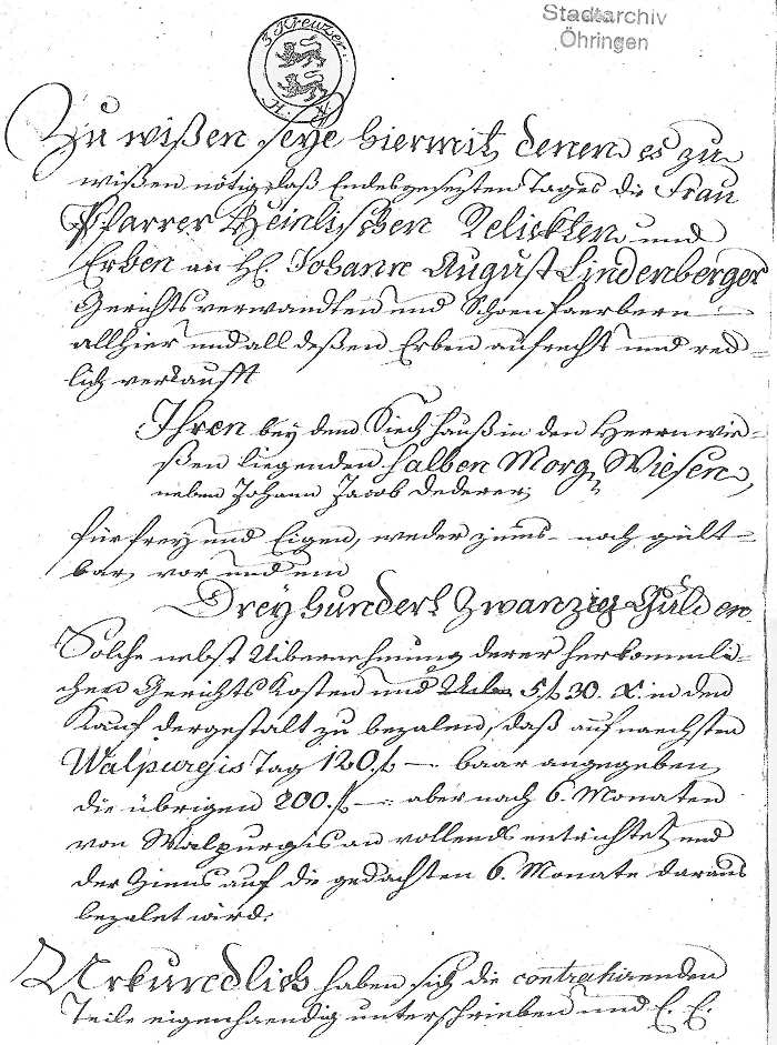 Kaufbrief von 1792