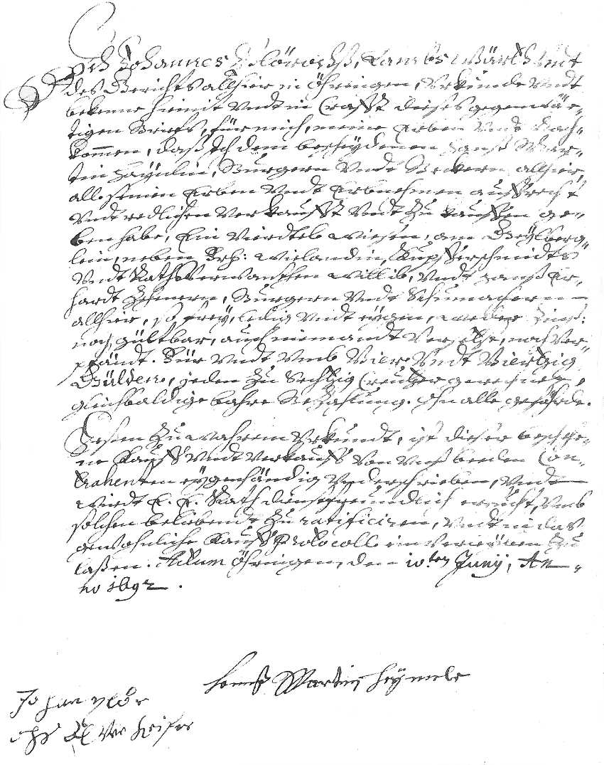 Kaufbrief von 1692