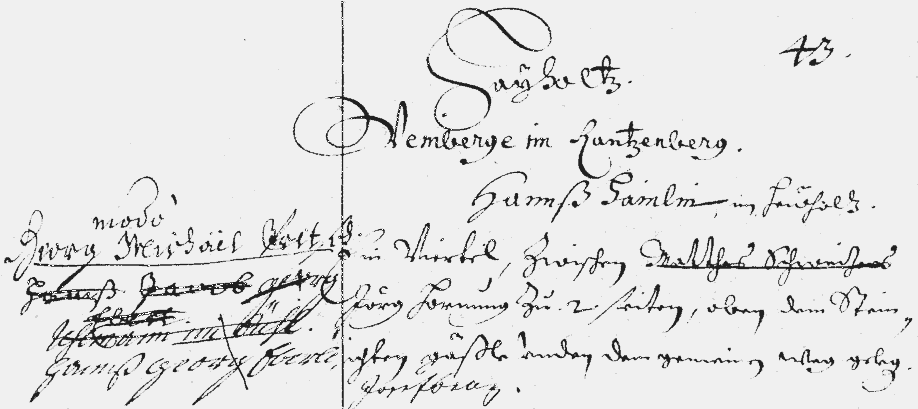 Eintrag im Schatzungsbuch von 1680 Bd131 Folio 43